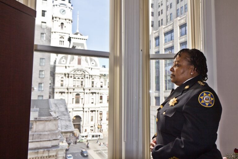 Rochelle Bilal looks out a window