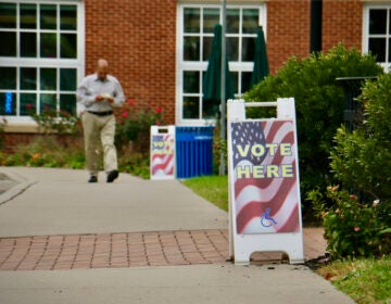 A polling place at Moorestown Township Town Hall in Burlington County, New Jersey.