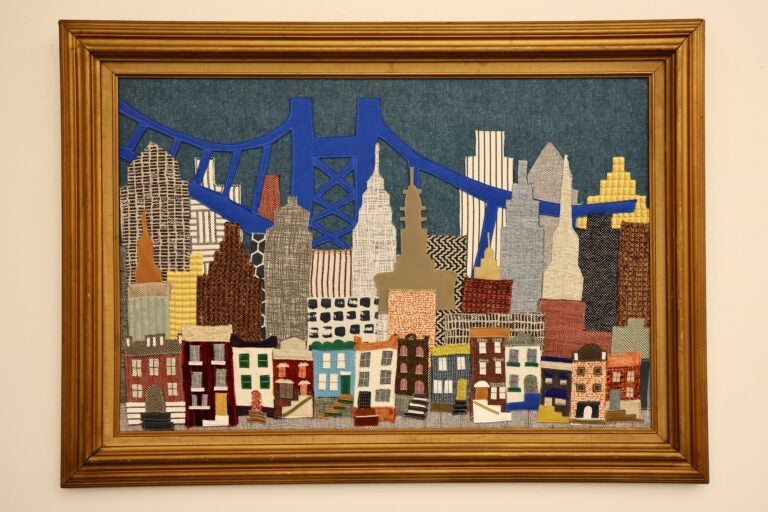 a work showing the Philly skyline