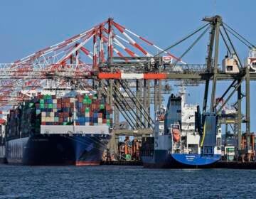 File photo: Container ships are docked at the Port of New York and New Jersey in Elizabeth, N.J., on May 20, 2021. A turf war over who polices the New York region's busy port complex is coming to a head as the state of New Jersey is preparing to withdraw from a bi-state commission formed to fight corruption