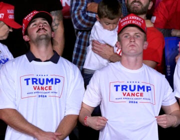 FILE - Supporters watch as Republican presidential nominee former President Donald Trump speaks at a campaign rally, Nov. 5, 2024, in Grand Rapids, Mich. (AP Photo/Evan Vucci, File)