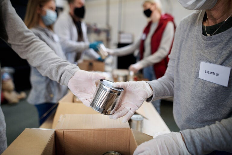 Volunteers at a food bank