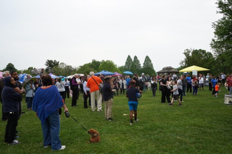People gathered at Rose Tree Park in Media