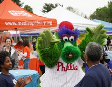Phillie Phanatic and attendees