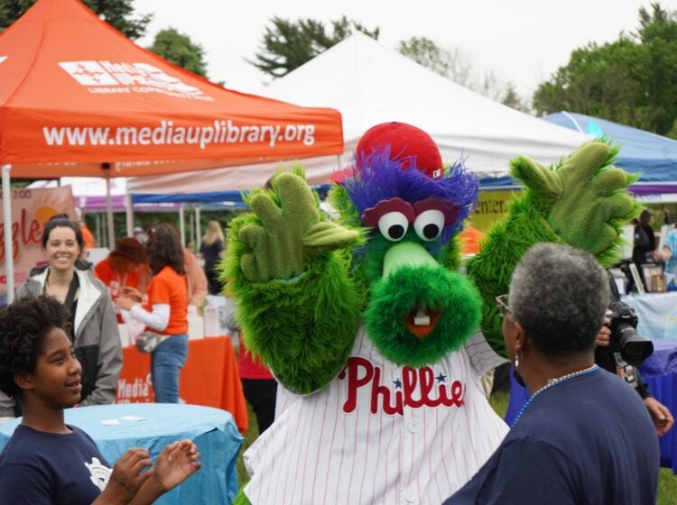 Phillie Phanatic and attendees