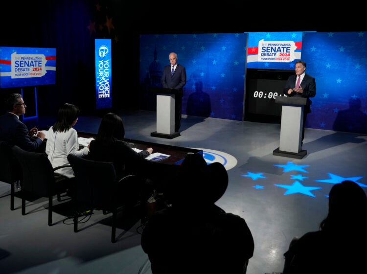 Casey and McCormick at the debate