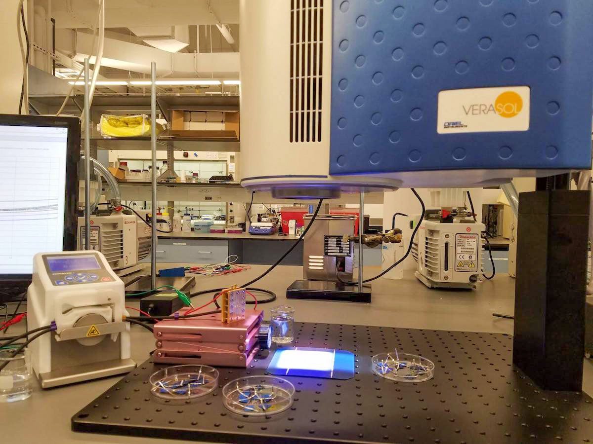 Devices and materials for solar production of nylon Precursors at New York University. (Courtesy of Miguel Modestino)