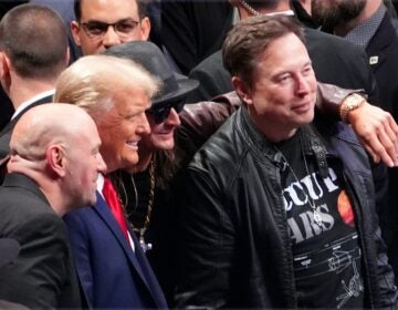 President-elect Donald Trump poses for a photo with Dana White, Kid Rock and Elon Mus