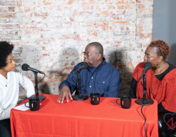 Nicole Blackson interviews robotics teacher, John Sanders and WURD Radio host Andrea Lawful Sanders for the podcast Conscious Connections. (Photo by LeNia Samuels/Love Now Media)
