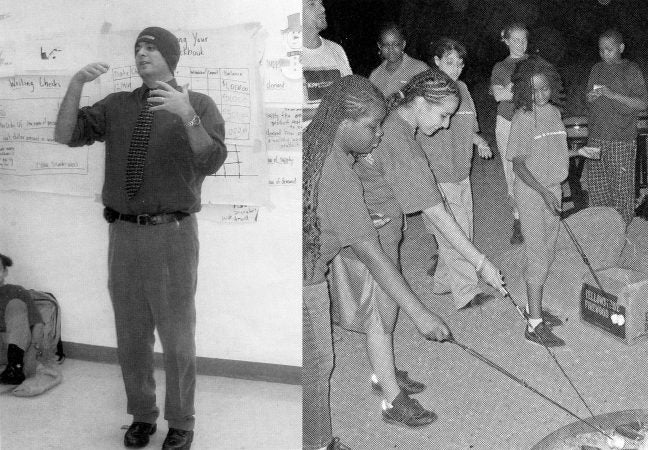 School founder Marc Mannella (left in 2005) tried to incentivize good behavior by taking students on big, out-of-town trips like this 2006 trip to Utah (right). (Photos from KIPP Philadelphia yearbooks)
