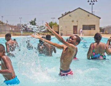 kids play in a pool