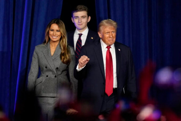 The Trump family walks on stage at an election night party